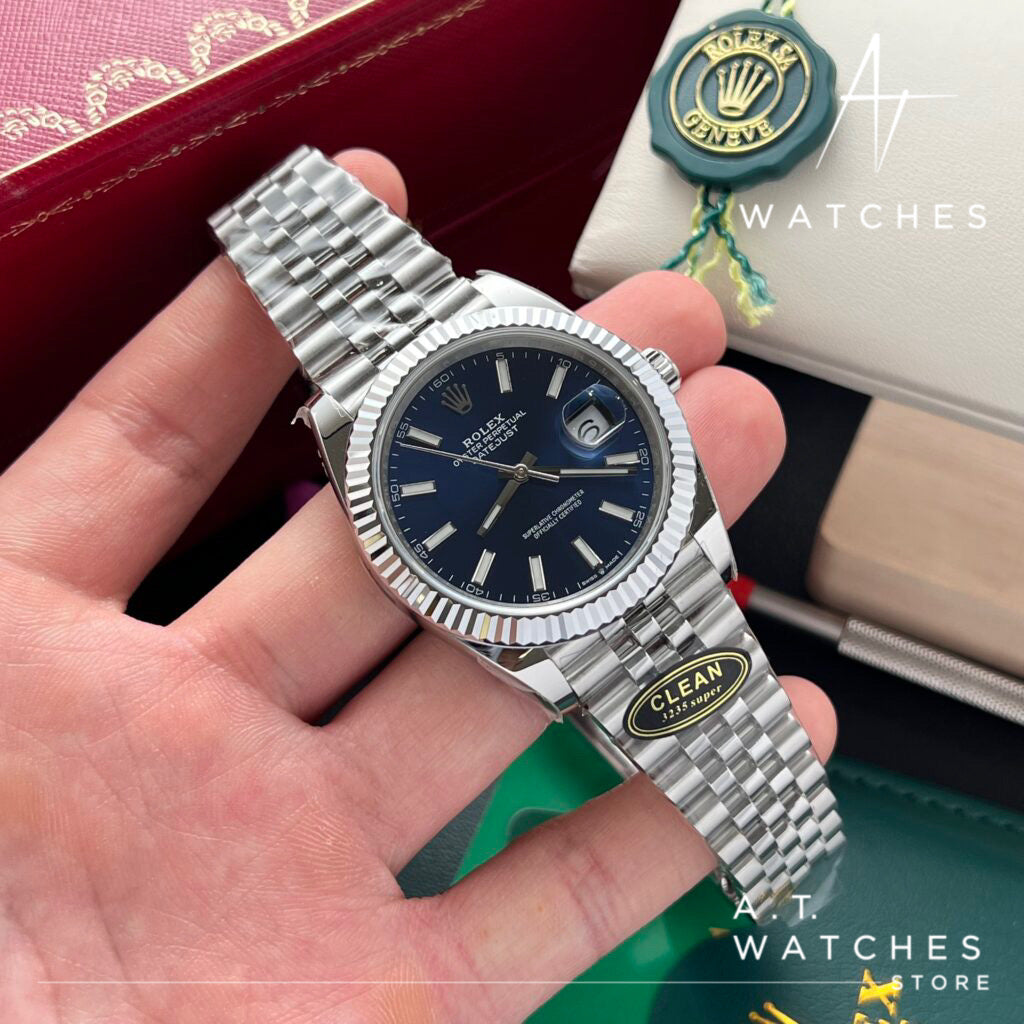 Premium Swiss Automatic Rolex Datejust Homage Men's Watch Blue Dial